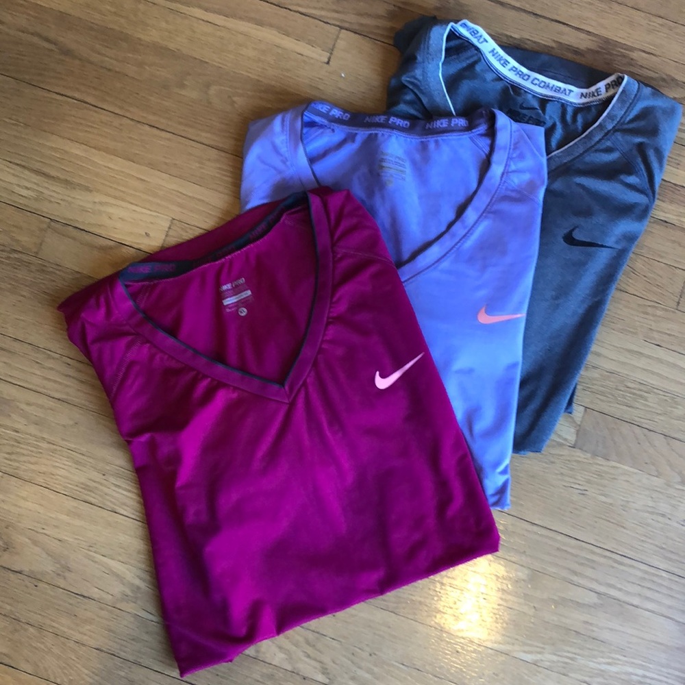 Nike pro dry fit long sleeved tops.